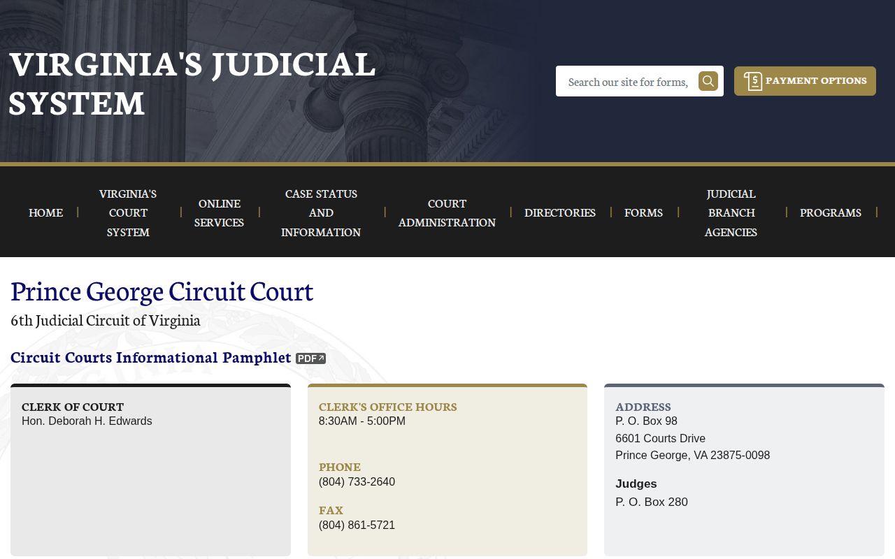 Prince George County court release record source