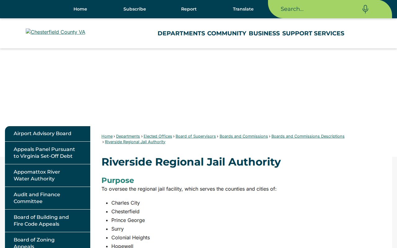 Riverside Regional Jail release records facility source